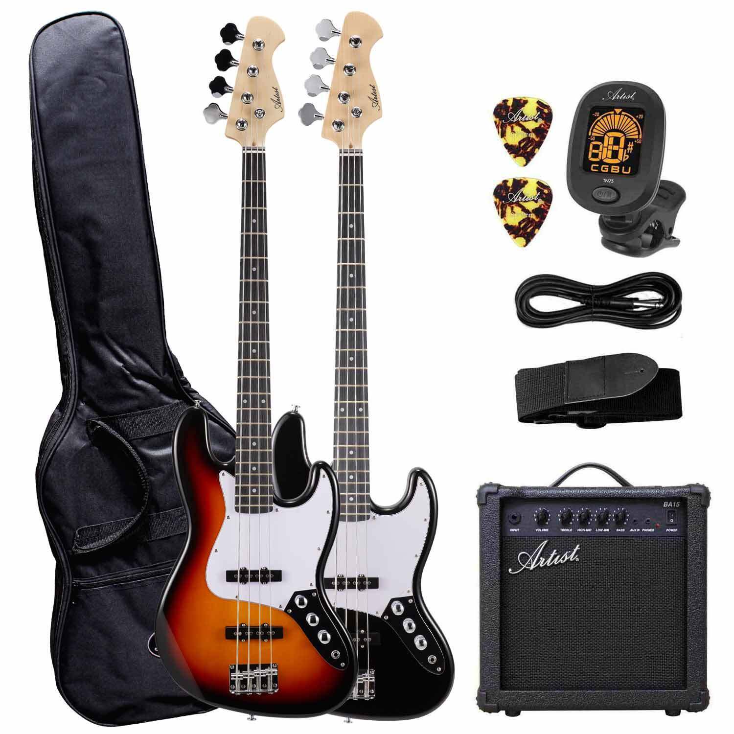 Artist AJB Bass Guitar w/ Accessories & 15 Watt Amp